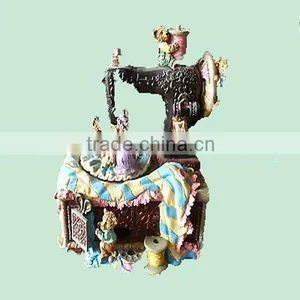 Resin Sewing Mechanism Music Box With Bears - "Whistle While You Work" thumbnail-1