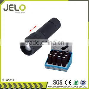 Ningbo JELO Hot Sales Promotion High Power 1Watt LED Zoom Plastic Flashlight Focus Torch thumbnail-1