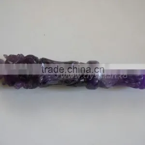 AMETHYST AGATE CARVING GANESHA HEALING STICK thumbnail-5
