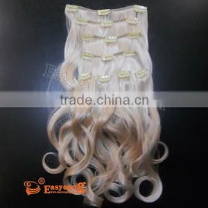 Body Wave Curly Blonde Synthetic Hair Extensions , Clip in Hair Extensions thumbnail-1