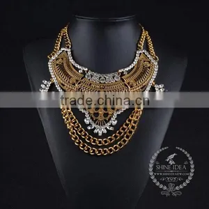 High Quality Vintage Rhinestone Chunky Statement Necklace Tin Alloy Fashion Women Pendant Necklace 6390106 thumbnail-2
