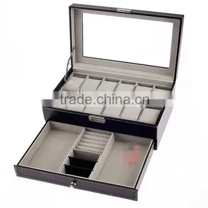 Chinese Factories Wholesale Custom PU Leather Jewelry Box, Multi-function Drawer Watch Box thumbnail-4