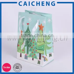 Promotional Christmas Gift Paper Bag With Ribbon Handle thumbnail-3