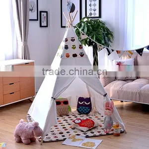 Wholesale White Cotton Canvas Children Kids Play Teepee Tent thumbnail-1