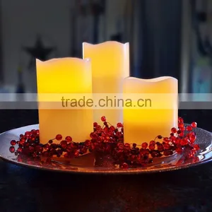 Flameless Wax Candles Yellow Flicking Paraffin Candles With Remote Control Set of 3 Led Real Wax Candles for Home Deocoration thumbnail-1