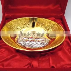 Promotional Gift, Corporate Gift, Beautiful Wedding Gift Gold Plated Brass Bowl Spoon Set thumbnail-5