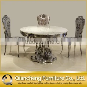 Foshan Furniture Market Round Dining Table Marble From India Stainless Tables Furniture thumbnail-1