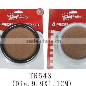 Hot Design Round Shape Eco-friendly Custom Logo 4pcs Cork Mat Set thumbnail-1
