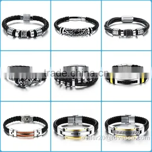 Leather Jewelry Wholesale Mens Black Wrap Leather Bracelet thumbnail-6