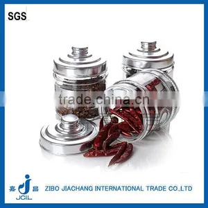 Bell Shaped Glass Candy Coffee Sugar Jar With Clothes and Tin Cap thumbnail-1