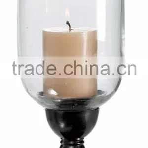 Black Metal and Glass Hurricane Candle Holder thumbnail-1