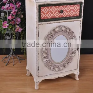 Multifunctional Shabby Chic Wood Cabinet With Mirror thumbnail-1