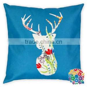 Christmas Santa And Deer Head Print 100% Cotton Pillow Covers Sofa Decorative Christmas Pillow Covers thumbnail-2