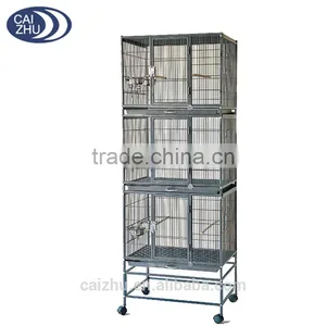 TRIPLE STACKER PARROT BIRD FINCH CANARY AVIARY CAGE WIRE BREEDING BIRD CAGE WITH STAND thumbnail-1