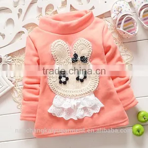 Autumn and Winter Wear New Baby Plus High Collar Sweater Cashmere Thickened T-shirt Princess Infant Bottoming Shirt in Winter thumbnail-1