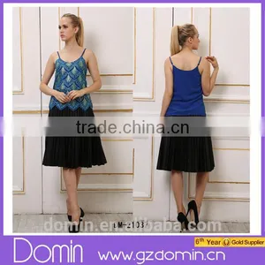Blue Sequins Spaghetti Strap Women Tank Top thumbnail-1