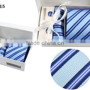 WL-15 Men's 100% Polyester Cufflink Hanky Tie Set With Gift Box thumbnail-1