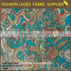 100% Printed Rayon Fabric Shaoxing Reactive Prints Fashion Woven Fabric for Lady Dress thumbnail-1