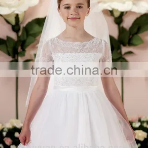 White Tulle Cap Sleeve Lace Wedding Gown Baby Dress thumbnail-2
