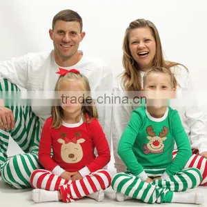 Hot Sale Winter Reindeer Striped Pajamas For Children And Adult thumbnail-1