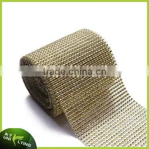 Bling Bling Gold Color Or Various Colors Plastic Rhinestone Mesh Trimming Custom Cut For Decoration Vase Clothing Shoes thumbnail-1