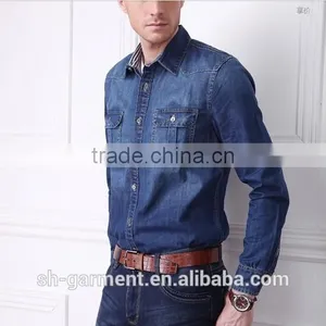 Mens Blue Denimshirt With Chest Pocket N02 thumbnail-4