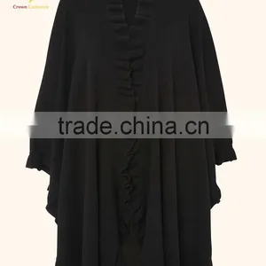 Pure Color Winter Handmade Poncho Wholesale Cashmere Women Knit Poncho thumbnail-1