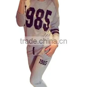 Women 1985 Printed Hoodie Pants Suit Athletic Outfits Tracksuit Sportswear Without Hood thumbnail-2