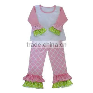 Ruffle Baby Clothes Wholesale Boutique Childrens Stripe Ruffle Cotton Clothing Girls Fall Clothes thumbnail-3