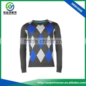 High Quality Diamond Pattern Stretch O Collar Men Knitwear thumbnail-1