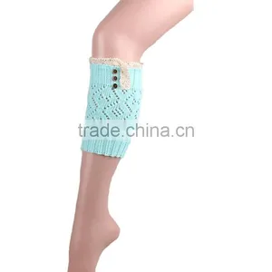 Factory Best Selling New Design Buttons Crochet Women Lace Boot Cuffs thumbnail-5
