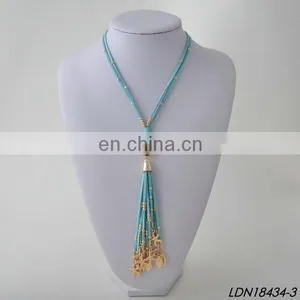 Customize Your Charm Leather Beaded Tassel Pendant Necklaces thumbnail-5