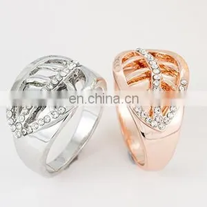 Engagement Women Rings Jewelry Gold Color Fashion White AAA CZ Cubic Zirconia Leaves Ring For Female Wedding Gift thumbnail-5