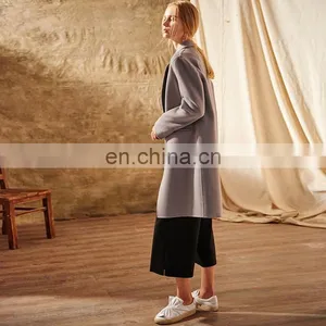 Fashion European Women's Coat 100% Wool Comfortable Cashmere Wool Coat thumbnail-4