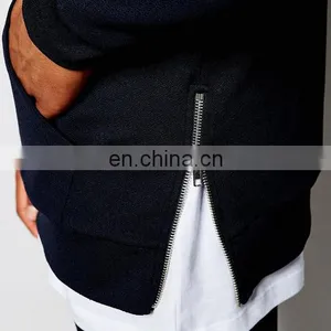 China Wholesale Men's Clothing Custom Streetwear Side Zipper Cheap Black Hoodies Sweatshirt thumbnail-4