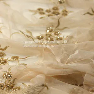 2017 Hot Sellng Polyester Beaded and Sequin Embroidered Lace Fabric for Women's Garments thumbnail-2