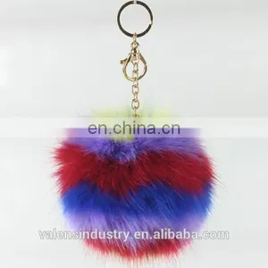 Wholesale Customized Colorsul Fluffy Faux Fur Pom Poms Ball Keychain Pom Pom Ball Pendant for Woman Cellphone/handbag/hats/Car thumbnail-1