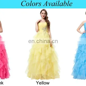 Grace Karin Strapless Off Shoulder Organza Long Ball Gown Western Quinceanera Dress For Daughter CL3411-2 thumbnail-6