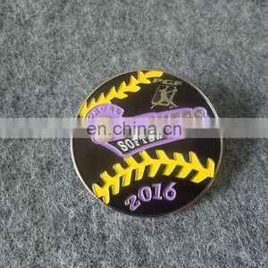 Custom Soft Enamel Softball Logo Lapel Pin Badge thumbnail-1