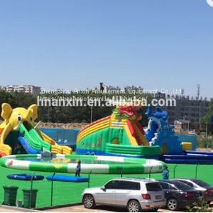 Commercial Multiplay Activity Centre,Dragon And Shark Theme Land Inflatable Water Park For Sale thumbnail-3