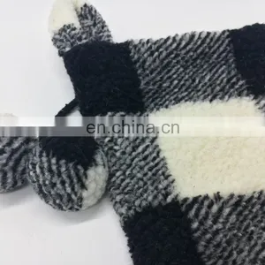 Wholesale Decorative Chunky Black and White Plaid With Pompom Christmas Socking for Christmas thumbnail-2