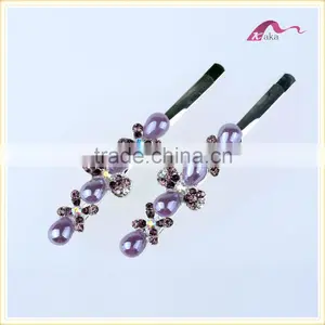 Charming Factory Price Multi Colors Elegant Hair Grips Metal Crystal Decorated Flower Shape Ceramic Beads Hair Clips For Girls thumbnail-4