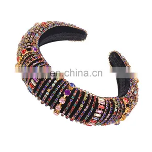 Fashion Designer Luxury Handmade, Glitter Crystal Rhinestone Wide Padded Headband for Women Hair Accessories Jewelled/ thumbnail-3