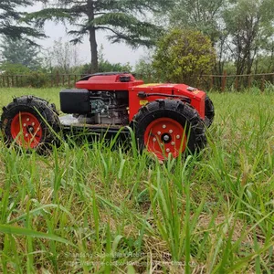 Robot Lawn Mower for Hills, China Remote Controlled Grass Cutter Price, Tracked Robot Mower for Sale thumbnail-1