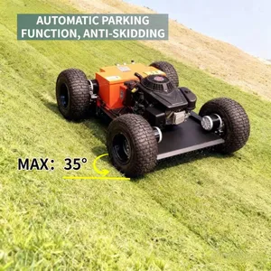 Solar Farms Under-panel Grass Cutting 550mm Gasoline Engine Remotely Controlled Wheel Brush Mower Made in China Manufacturer thumbnail-5