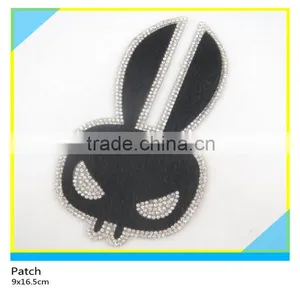 Iron on Glass Rhinestone Applique Hotfix Rhinestone Mix Black Hair Owl Patch 12x13cm thumbnail-3