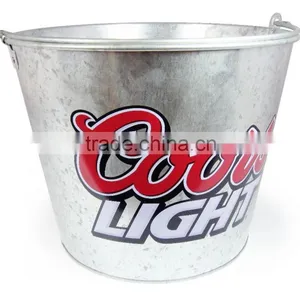 CMYK Logo 8L Galvanized Iron Tin Ice Bucket, Ice Pails, Beer Bucket With Openner thumbnail-1