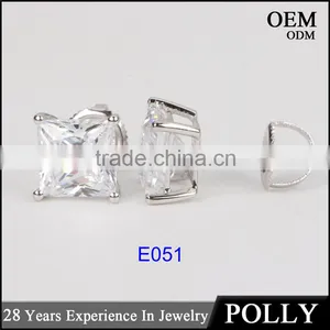 14KT Solid Gold Princess Cut AAAAA CZ Earrings Jewelry Manufacturers thumbnail-4