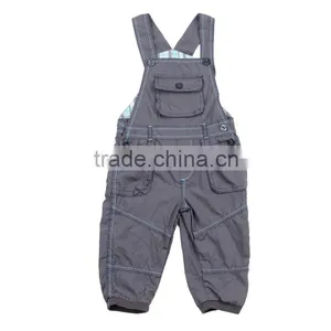Kid's 100%cotton Dark Grey Cheap Stock Clothing Suspender Pants thumbnail-1
