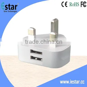 Wholesale UK Plug Dual USB Wall Charger for Smartphones thumbnail-1